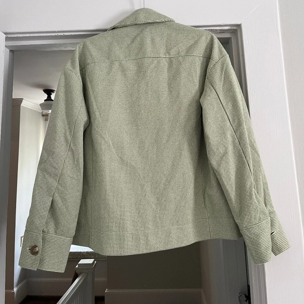 Anthropologie light green houndstooth trucker jacket XS - Picture 3 of 5